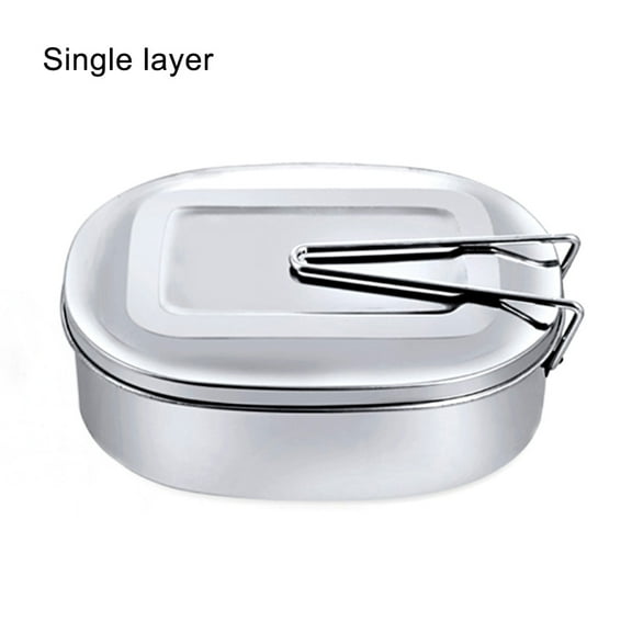 Papaba ,Thick Stainless Steel Rectangle Students Snack Food Lunch Box Storage Container