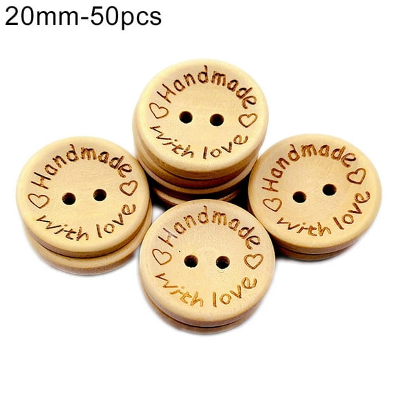 Papaba Wooden Buttons,50Pcs Handmade Love Letters Carved Buttons DIY Craft Clothes Sewing Accessory