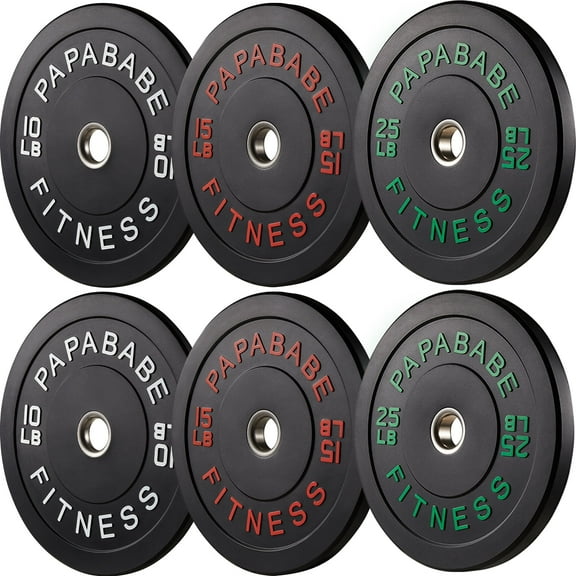 Papababe 100 lb Weight Plates, 2-Inch Weights Plates Set, Floor Protective Rubber Weight Plates, Bumper Plates for Barbell Strength Training & Weightlifting