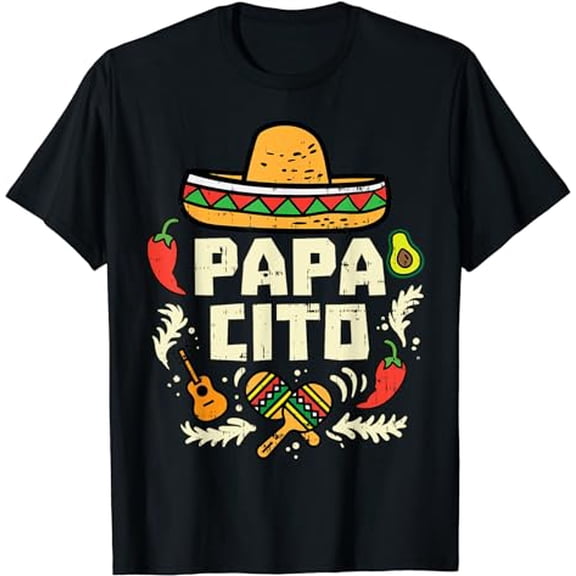 Papacito Family Cinco De Mayo Matchin Couple Mexican Dad Men T-Shirt