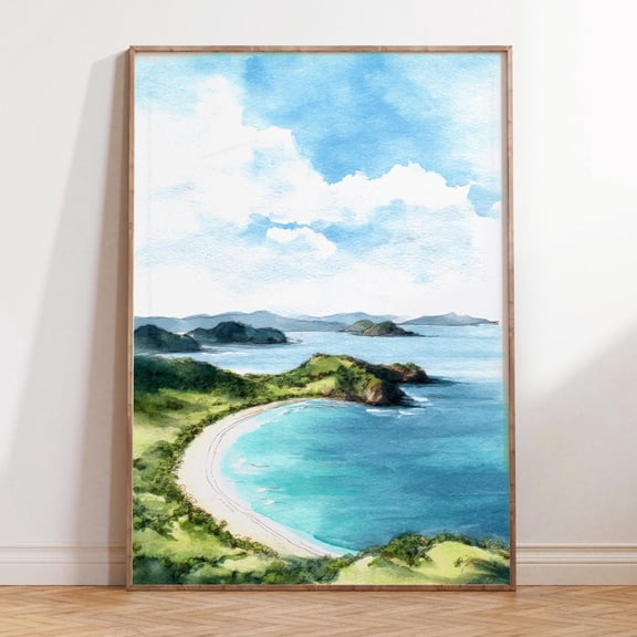Papagayo Peninsula Costa Rica Tropical Coast Wall Art, Unframed Paper Print Size 8x12
