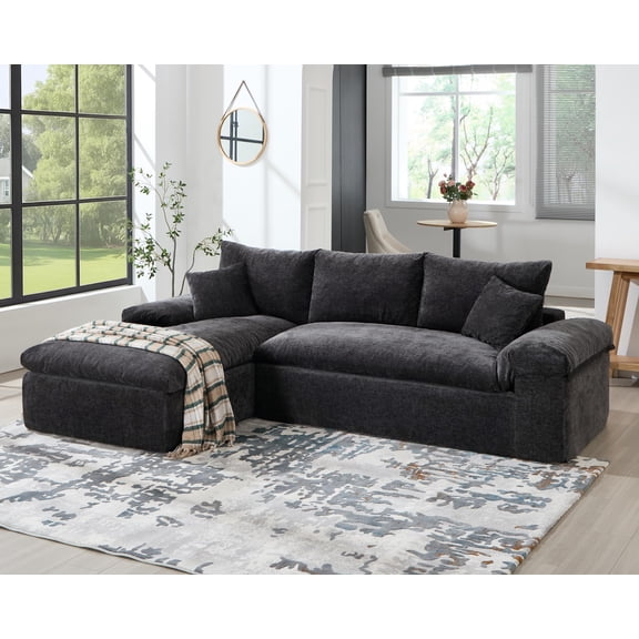 Papajet 108" Boneless Sofa, No Assembly Required, Oversized L Shape Couch, Cloud Sofa for Living Room, Modern Sectional Couch, Chenille Gray