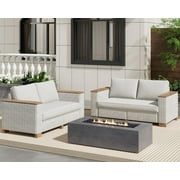 Papajet 4-Piece Modular Rattan Outdoor Sectional Set with Washable Cushions, Beige