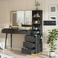 thumbnail image 1 of Papajet 48" Vanity Desk with 35" Lighted Mirror, Large Makeup Vanity Cabinet with 5 Drawers, Black, 1 of 6
