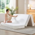 thumbnail image 1 of Papajet 6" Tri-Fold Memory Foam Mattress Full, Folding Guest Bed with Washable Cover, Portable Floor Mattress for Travel, Dorm, White, 1 of 9