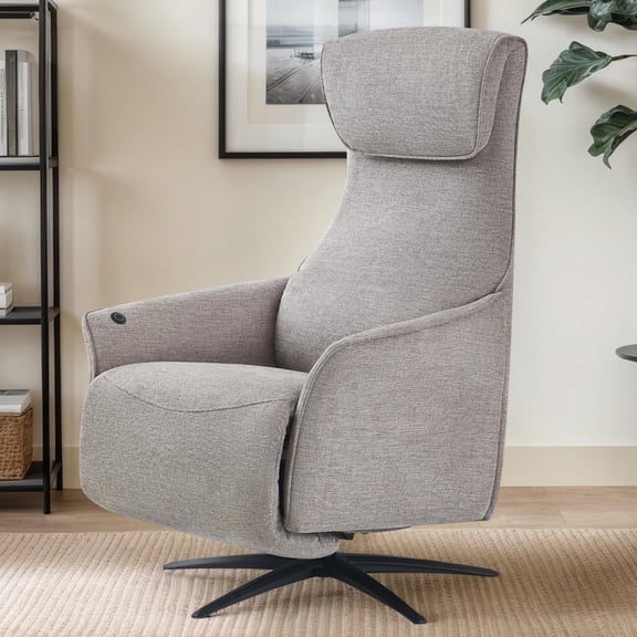 Papajet Dual Motor Power Swivel Recliner Chair for Adults, Electric Reclining Couch with Airbag Massage, USB & Type-C Ports, Light Grey