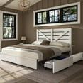 thumbnail image 1 of Papajet Full Size Farmhouse Bed Frame with 4 Drawers & Headboard, Heavy Duty Slats, White, 1 of 8