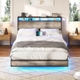 thumbnail image 1 of Papajet Full Size Floating Bed Frame with Headboard, Charging Station and LED Lights, Rustic Gray, 1 of 7
