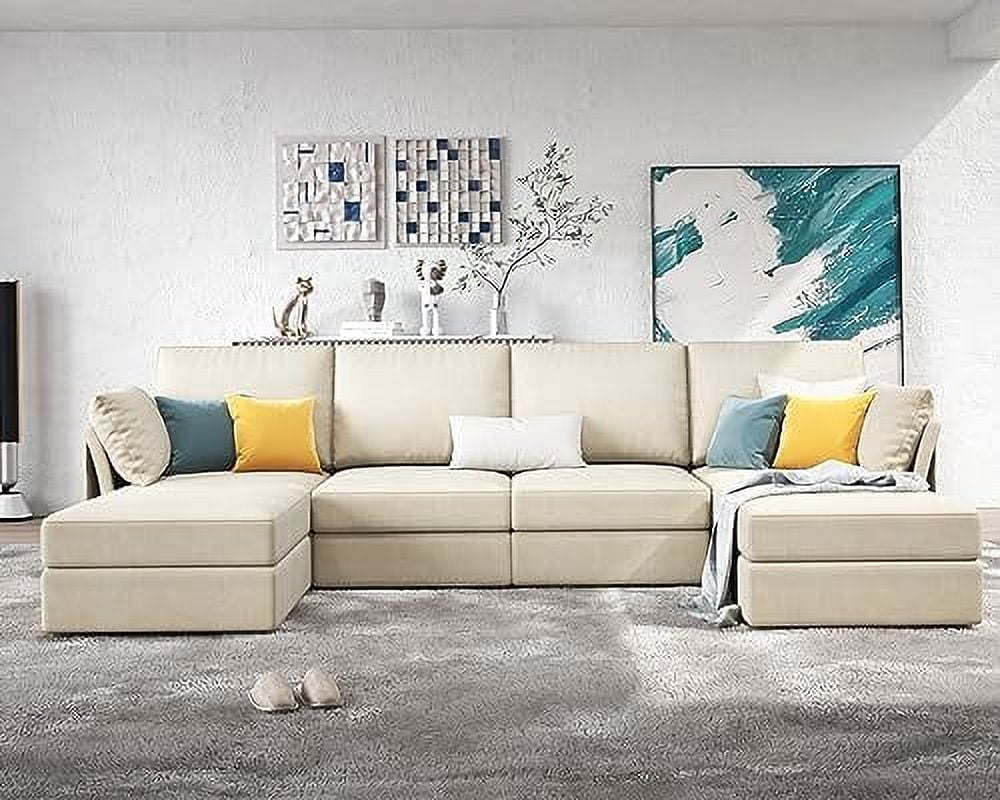 Papajet Modular Sectional Sofa, 6 Seats Ushaped Oversized Couch with
