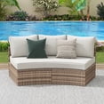 thumbnail image 1 of Papajet Patio Conversation Set, 3 Piece Half-Moon Sectional Round Sofa Set, Beige, 1 of 6
