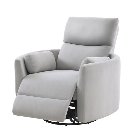 Papajet Power Swivel Recliner Chair with USB Charging & 2 Pillows, Glider Rocker for Nursery and Living Room, Grey Fabric