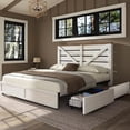 thumbnail image 1 of Papajet Queen Size Farmhouse Bed Frame with 4 Drawers & Headboard, Heavy Duty Slats, White, 1 of 8