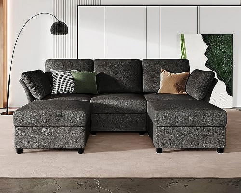 Papajet Sectional Couch, U Shaped Modular with Ottomans, 5 Seats Sofa