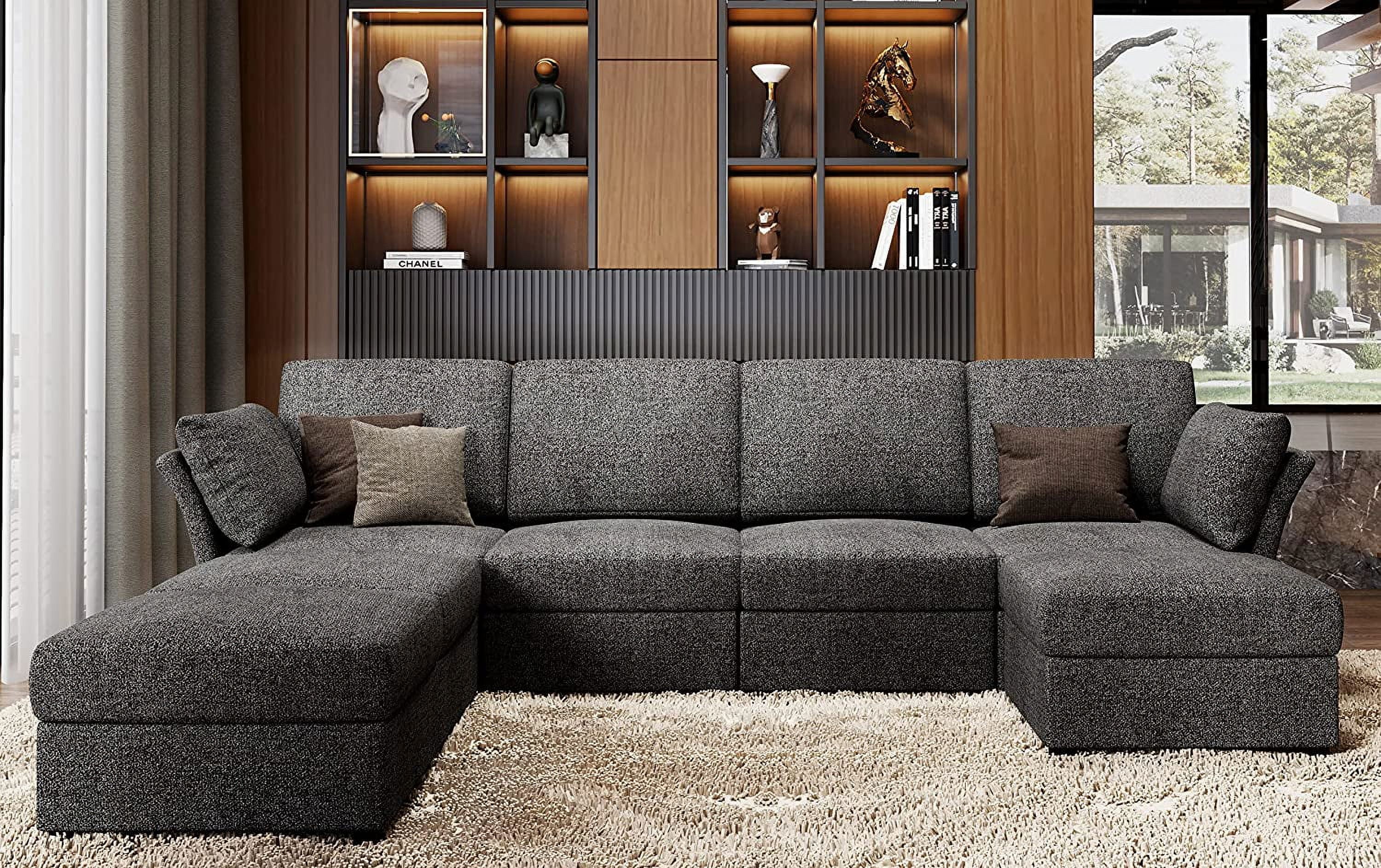 Papajet Sectional Sofa, Modular U Shaped Couch with Ottomans 7 Seat