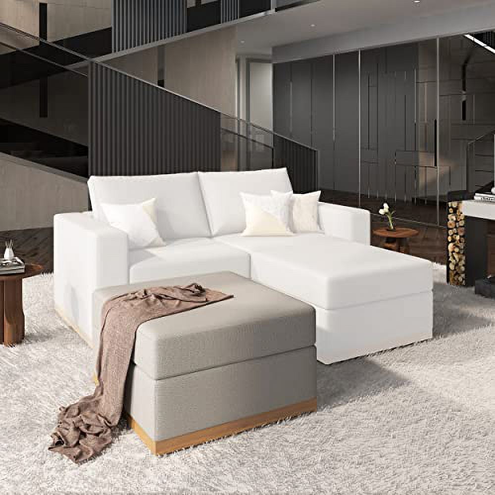 Papajet Sectional Sofa, Wood Base Sofa Modular Sectional Couch, Light