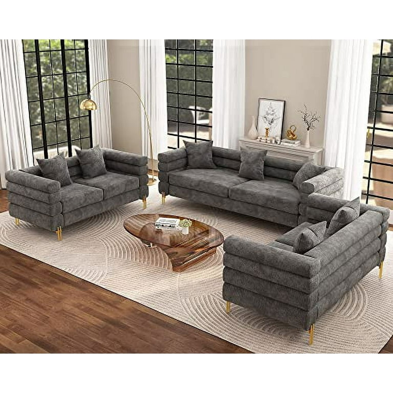Grey Oversize Couch And Loveseat Merluxy Sofa, Piece Set 85 Inch