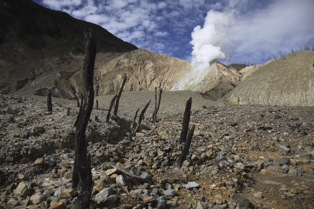Papandayan crater Java Island Indonesia Canvas Art - Martin RietzeStocktrek Images (34 x 23)
