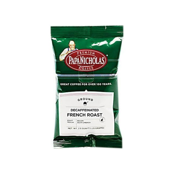 PapaNicholas Decaffeinated French Roast Premium Ground Coffee, 2.5 oz, 18 count -PCO25186