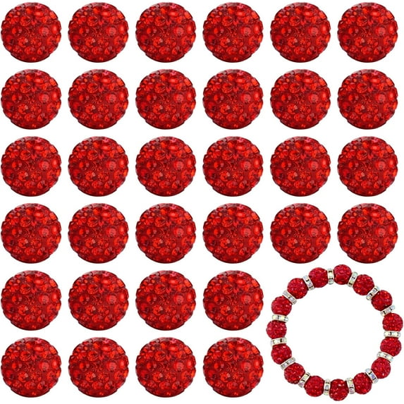 Papapt 180PCS 10mm Clay Rhinestone Beads for Jewelry Making Clay Disco Ball Beads Sparkly Diamond Crystal Beads for Bracelet Necklace Earring Making (Red) #J02