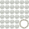 thumbnail image 1 of Papapt 180PCS 10mm Clay Rhinestone Beads for Jewelry Making Clay Disco Ball Beads Sparkly Diamond Crystal Beads for Bracelet Necklace Earring Making (White) #J02, 1 of 9