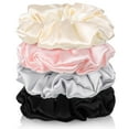 thumbnail image 1 of Papapt 4 Pack 100% Mulberry Silk Scrunchies, Silk Hair Ties 19 Momme Silk Scrunchies for Hair No Damag Scrunchies for Women Girls, 1 of 7