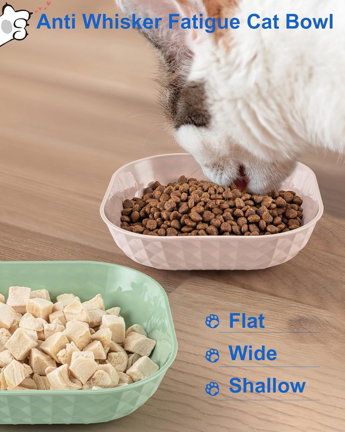 6-Pack Whisker Fatigue Cat Food Bowls - 5.5 Inch Shallow Dish With Non-Slip Feet, Wheat Straw Material, For Wet/Dry Food, Easy To Clean, For Cats, Kittens, Small Pets