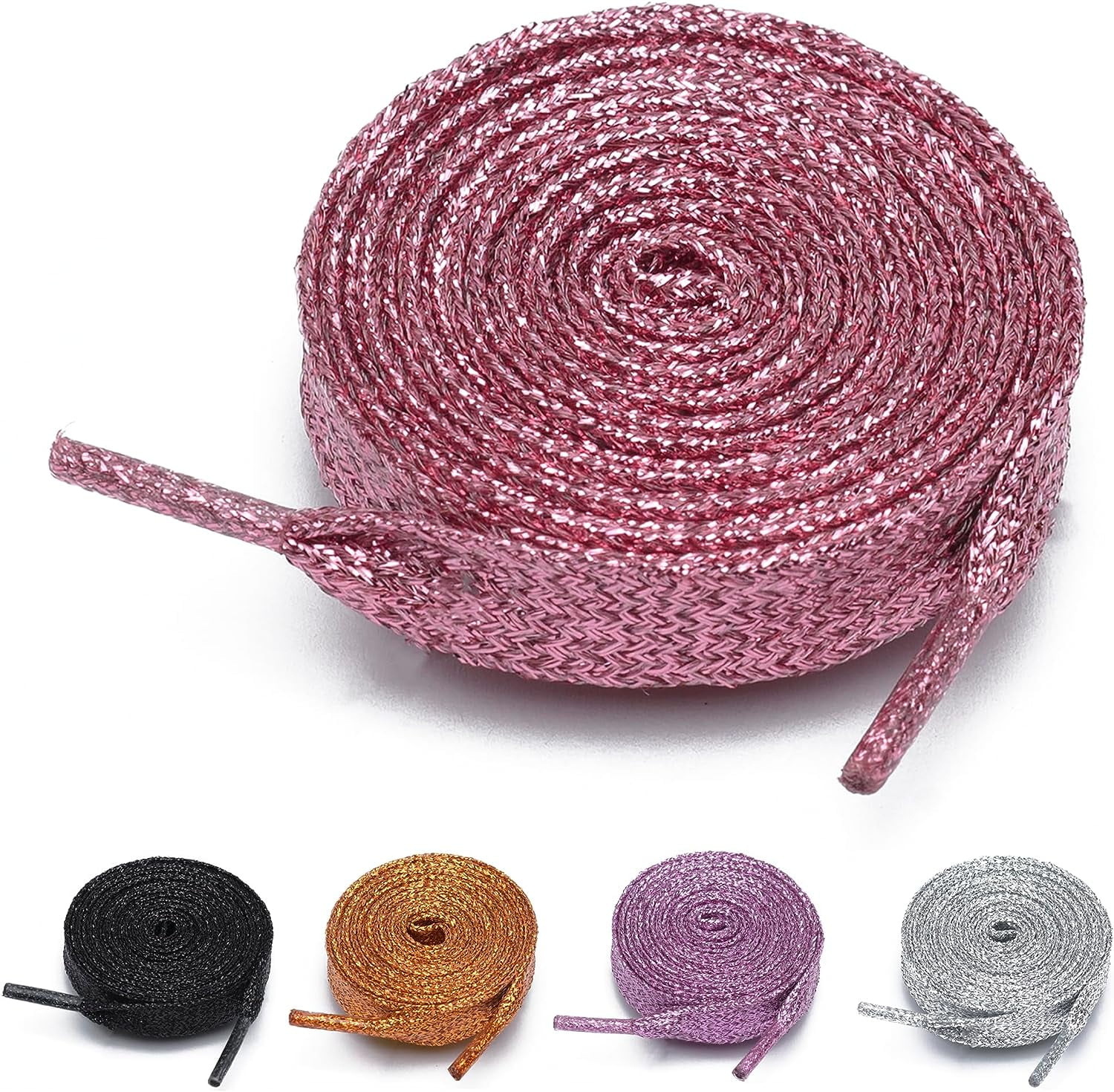 Glitter Silver Chain Shoelaces - Sparkly Metallic Shoe Strings For Sneakers & Boots (47" To 60") 7 thumbnail image