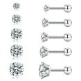 thumbnail image 1 of Papapt 5 Pairs Flat Back Earrings for Women Multipack, Cartilage Earring, Nickel Free Hypoallergenic Earrings, Cubic Zirconia Earrings Studs(3mm-7mm), silver, 1 of 11