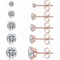 thumbnail image 1 of Papapt 5 Pairs Stud Earrings Set, Hypoallergenic Cubic Zirconia 316L Earrings Stainless Steel CZ Earrings 3-8mm (Steel color), 1 of 10