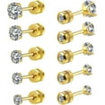 thumbnail image 1 of Papapt 5 Pairs Titanium Screw Back Stud Earrings Set Round Cubic Zirconia Earrings for Women Men, Gold (2-6mm), 1 of 10