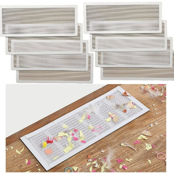 Papapt 8 Pack Floor Vent Covers 4 x 10in Rectangle Air Vent Screen Cover Magnetic Vent Mesh Floor Register Cover Plastic Vent Screen for Wall Ceiling Floor Catch Debris Hair Insect, White