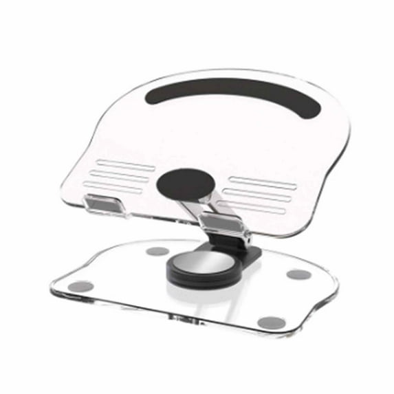 Papapt Adjustable Laptop Stand, Acrylic Transparent Portable Laptop Stand with 360° Rotating Base Ergonomic Foldable Book Holder for Desk (Black)