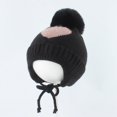 thumbnail image 1 of Papapt Baby Girls Beanie with Pom Earflap Fleece Lined Winter Hat Knit Toddler Infant Hats #J02, 1 of 8