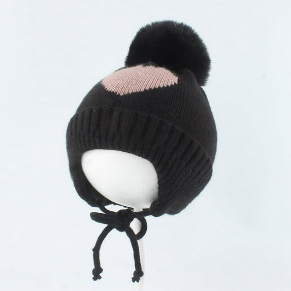 Papapt Baby Girls Beanie with Pom Earflap Fleece Lined Winter Hat Knit Toddler Infant Hats #J02