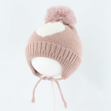 Papapt Baby Girls Beanie with Pom Earflap Fleece Lined Winter Hat Knit Toddler Infant Hats #J02