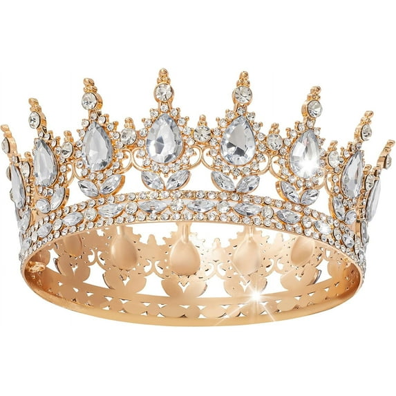 Papapt Crown for Women, KC Gold Rhinestone Queen Crown, Elegant Tiara for Bridal, Birthday & Costume Events, Crystal Princess Hair Accessories