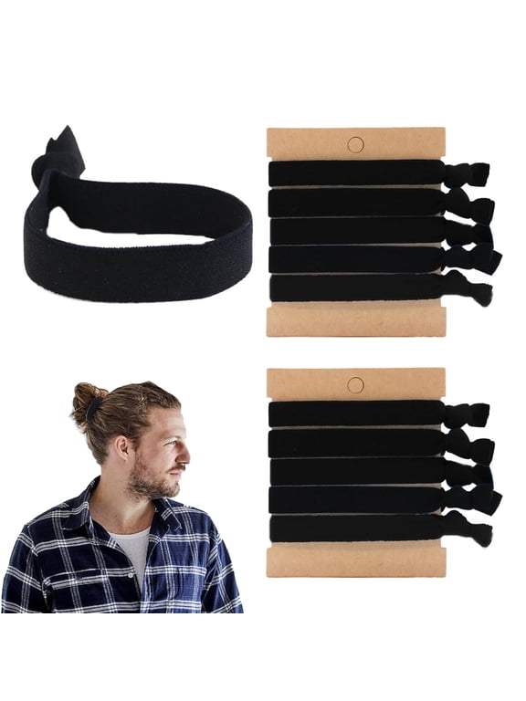Papapt Knotted Wide Men Hair Ties for Men Buns Curly Thick Dense Hair- 10Pcs Guys Scrunchy Hair Ties Elastic Hair Ties Hair Elastics Bands Ponytail Holders Hair Accessories for Men Women Favors Gifts