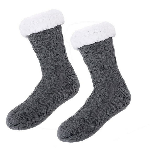 Papapt Men/Women's Thick Warm Slipper Socks Non Slip Winter Cozy Fuzzy Fleece Lining Thermal Sock with Grips