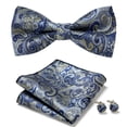 thumbnail image 1 of Papapt Mens Solid Color Double Fold Pre-tied Bow Tie and Pocket Square Cufflink Set, 1 of 2