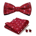 thumbnail image 1 of Papapt Mens Solid Color Double Fold Pre-tied Bow Tie and Pocket Square Cufflink Set, 1 of 2