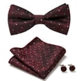 thumbnail image 1 of Papapt Mens Solid Color Double Fold Pre-tied Bow Tie and Pocket Square Cufflink Set, 1 of 2