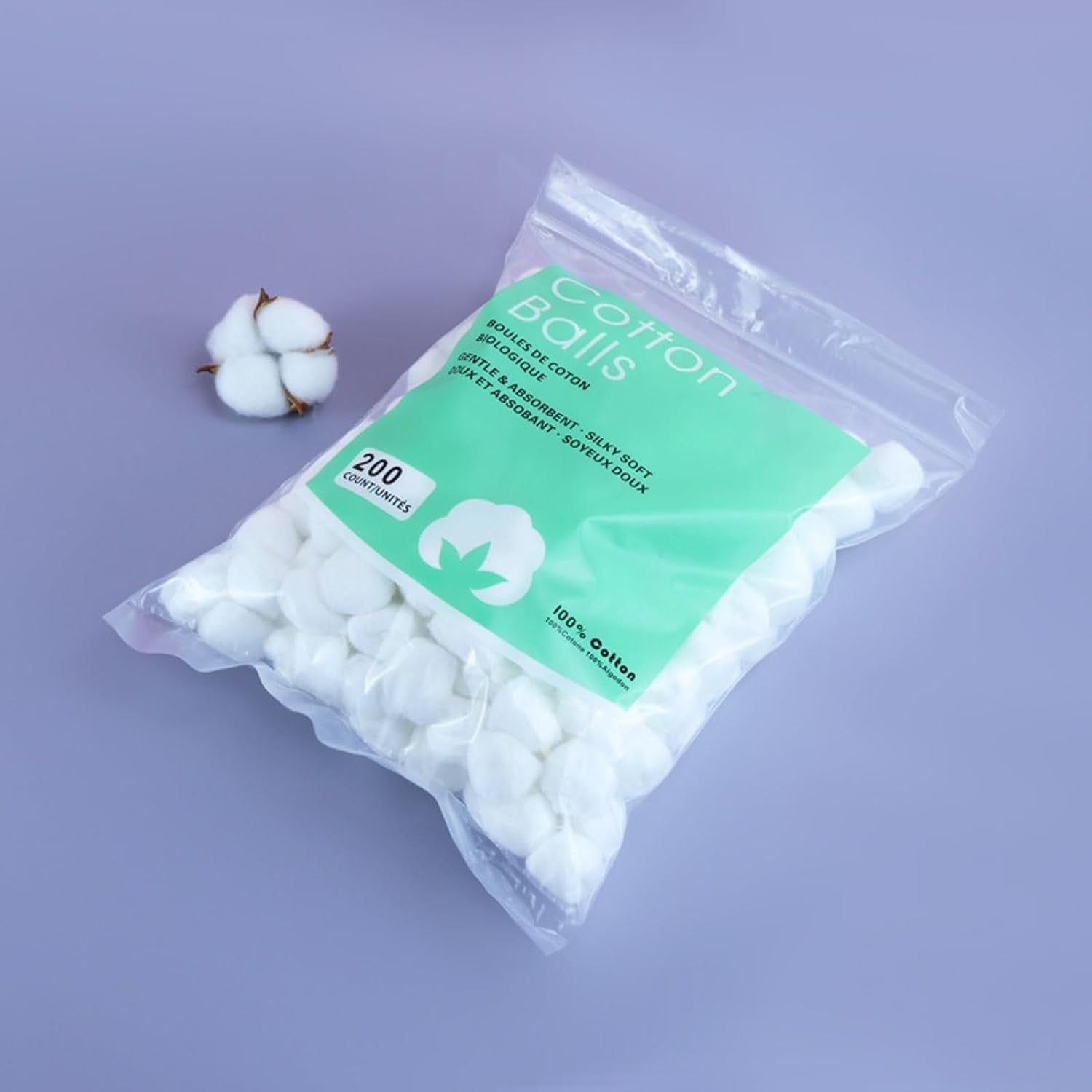 Papapt Small Cotton Balls for Make-Up, Simply Soft Pure Cotton, Absorbent, Nail Polish Removal, Pet Care 200 Count