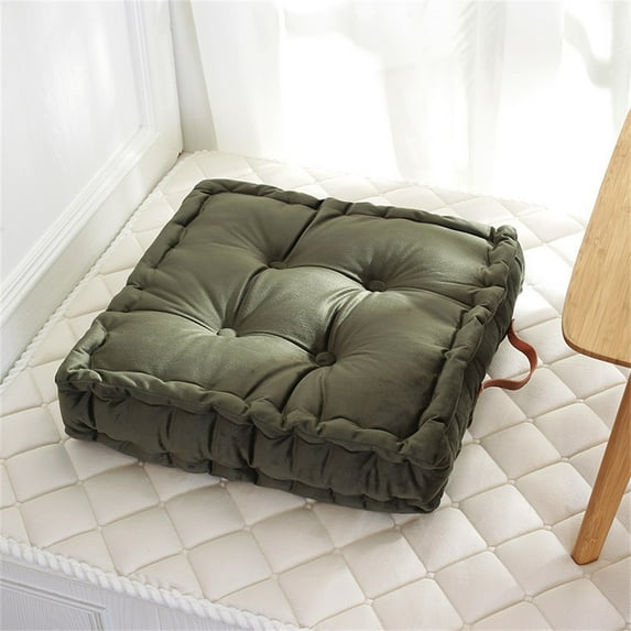 Papapt Square Velvet Floor Pillow with Leather Handle Meditation Floor Pillow Thicken Decompression Floor Cushions Large Pillows Seating Decorative Cushion for Yoga Living Room