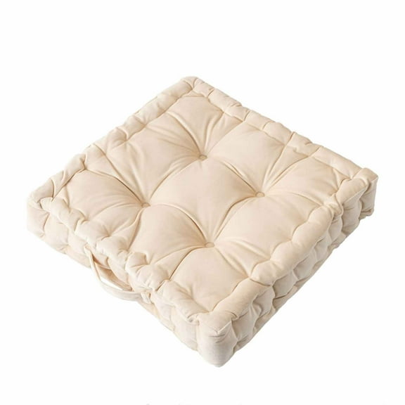 Papapt Square Velvet Floor Pillow, Meditation Floor Pillow Thicken Decompression Floor Cushions Large Pillows Seating Cute Decorative Cushion for Yoga Living Room (Beige,15'')