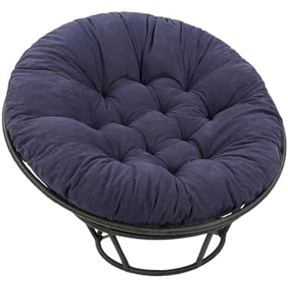 Papasan Chair Cushion 44" X 44", Corduroy Round Supportive Cushion (Without Chair), Set of 1, Dark Blue$$Garden &