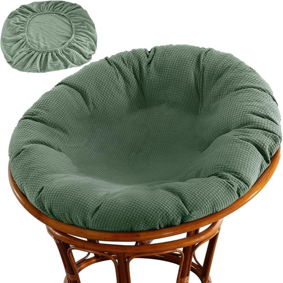 Papasan Chair Cushion Cover, 55" x 55" Soft Plush Fleece Slipcover Only, Removable & Machine Washable with Adjustable Design(Tea Green)