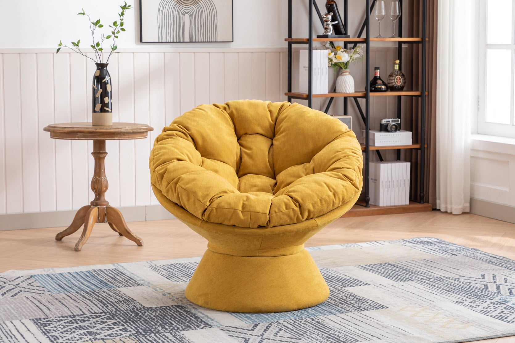 Papasan Circle Chair,Oversized Swivel Accent Chair,Ergonomic Papasan
