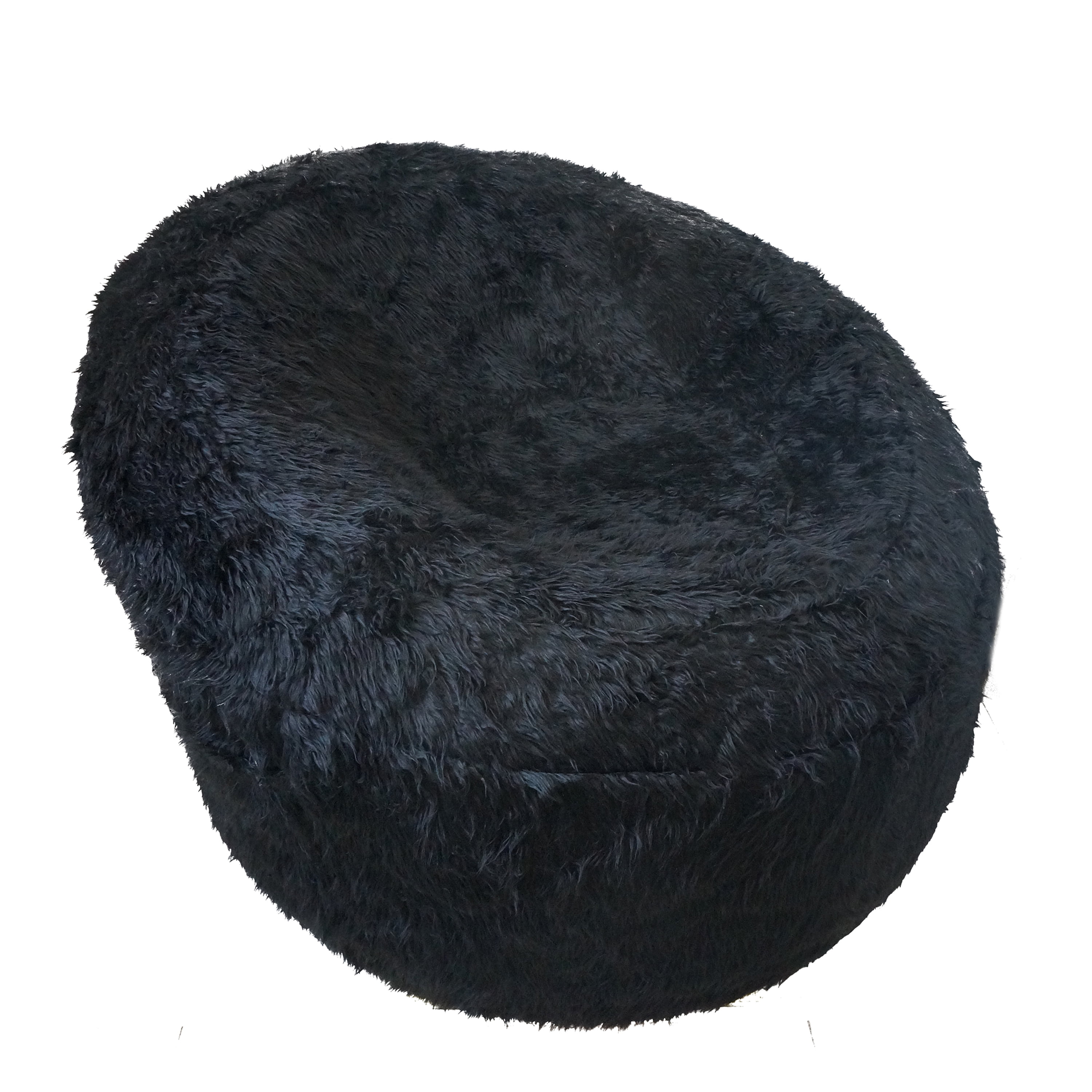 Papasan Faux Fur Inflatable Bean Bag, Black