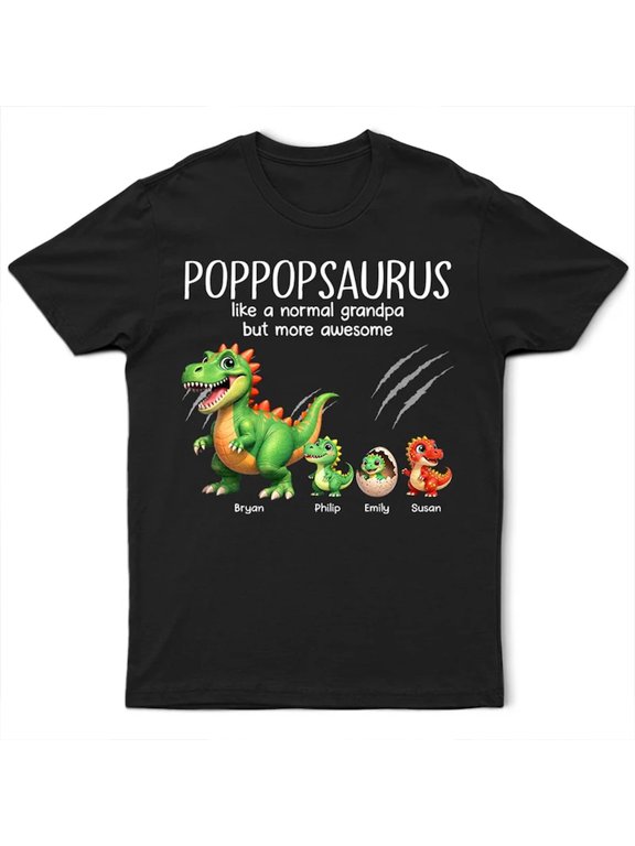 Papasaurus Grandpa Dinosaur Shirt, Personalized Custom Name T-Shirt for Grandpa