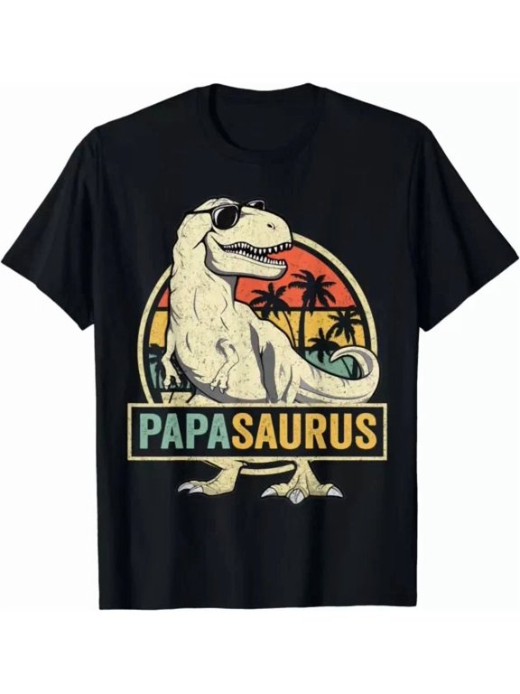 Papasaurus Rex Dinosaur Papa Saurus Family Matching T-Shirt BLACK Unisex S-5XL Hot Trending Shirt, Vintage Birthday Gift